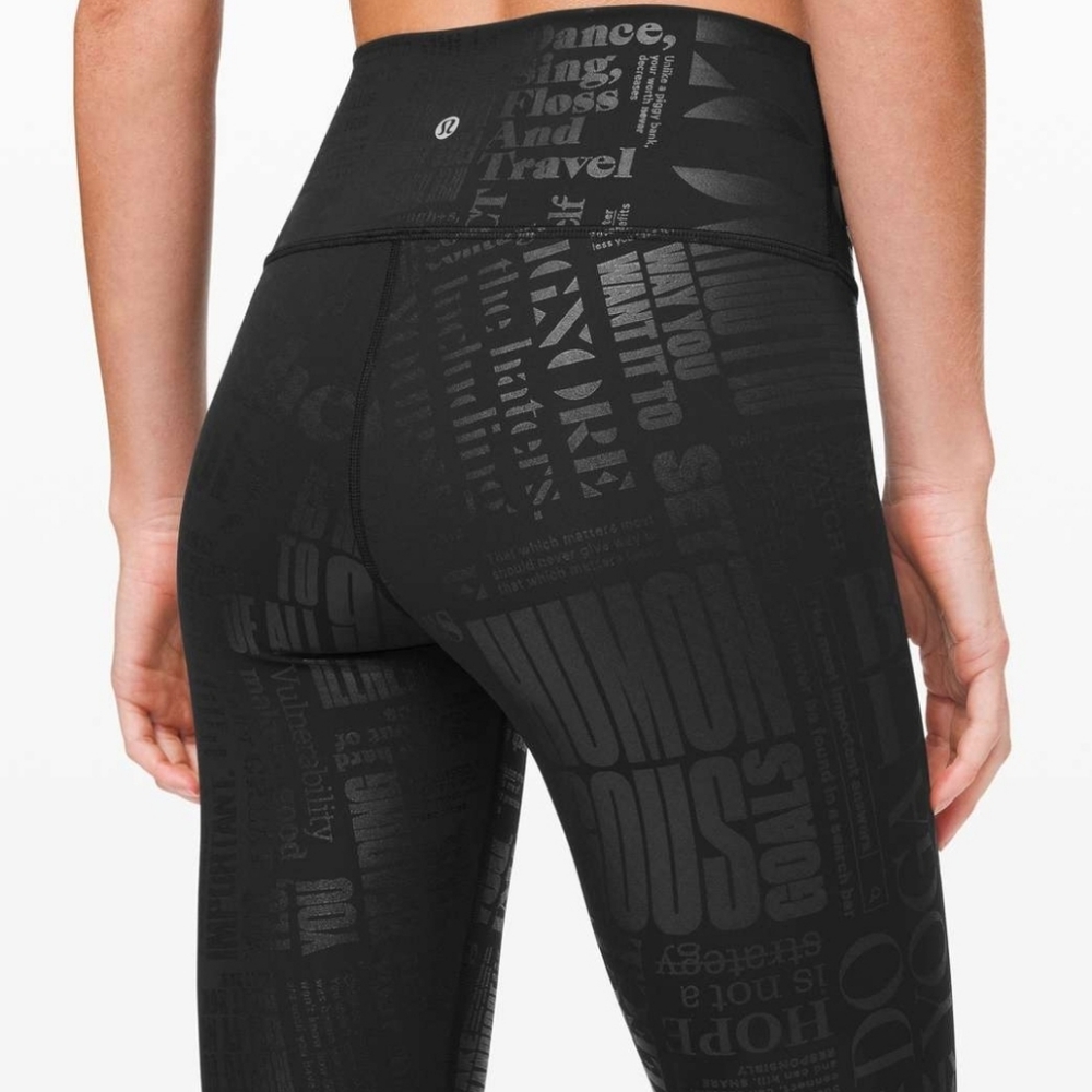 Lululemon Wunder High Rise Black Foil Crop Size 10